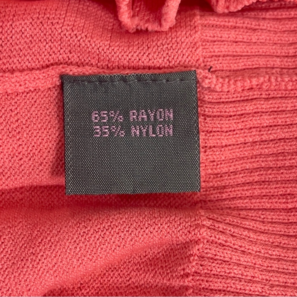 Metric New York Coral V-Neck Button Down Sheer Sleeve Cardigan NWT Small - Picture 10 of 11